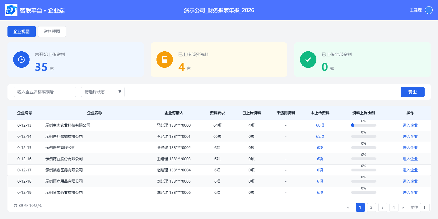 企业端资料报送示意图